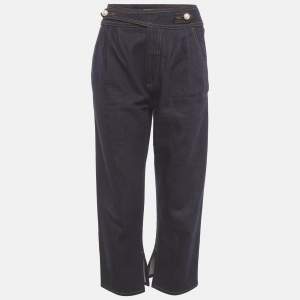 Pre Owned Fendi Dark Blue Denim Pleated High Rise Jeans S/Waist 25"