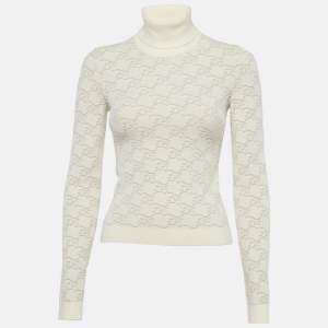 مملوكة مسبقًا Fendi Off-White 3D FF Karligraphy Motif Turtleneck Sweater XS