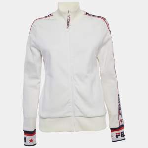 مملوكة مسبقًا Fendi x Fila White Logo Band Technical Jersey Jacket M