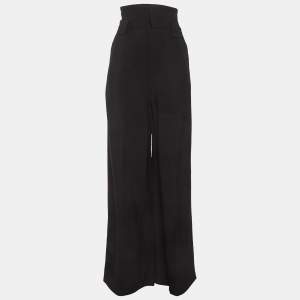 Pre Owned Fendi Black Crepe Wide Leg High Rise Trousers S