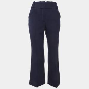 Pre Owned Fendi Blue Gabardine Trousers S