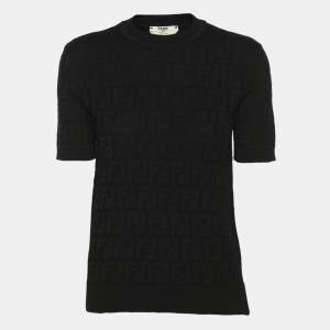 Pre Owned Fendi Black FF Knit T-Shirt S