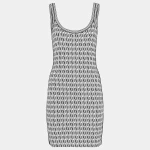 Pre Owned Fendi Black/White FF Jacquard Knit Bodycon Dress M