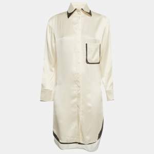 مملوكة مسبقًا Fendi Cream Silk Shirt Midi Dress S