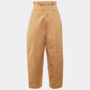 Pre Owned Fendi Salmon Pink Cotton Paperbag Waist Pants S