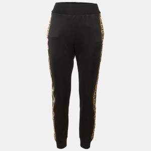 مملوكة مسبقًا بنطلون رياضي فندي جيرسي أسود بتفاصيل شريط شعار FF مق اس متوسط