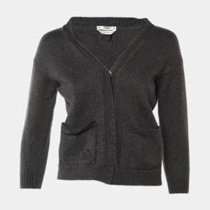 Pre Owned Fendi Grey Wool Knit Oversized Cardigan S