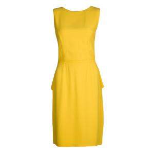 Pre Owned Fendi Yellow Half Peplum Sleeveless Dress S
