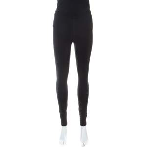 Pre Owned Fendi Black Stretch Knit Leggings M 