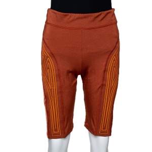 Fendi Burnt Orange Logo Embossed Cycling Shorts M