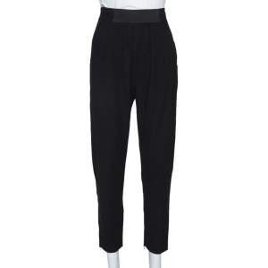 Fendi Black Crepe Gathered Detail Tapered Trousers S