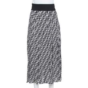 مملوكة مسبقًا Fendi Monochrome Silk Side Slit Detail Midi Skirt S