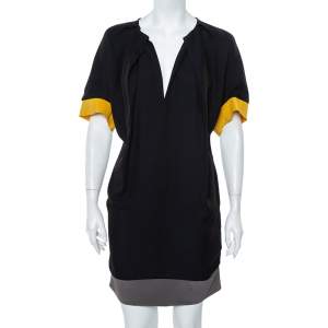Pre Owned Fendi Color Block Silk Oversized Shift Dress S
