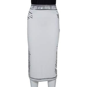 Fendi X Joshua Vides Monochrome Knit Fitted Midi Skirt S