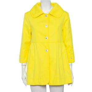 Fendi Yellow Denim Button Front Collared Peacoat M