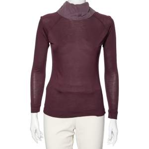 Fendi Mauve Jersey Turtleneck Long Sleeve Top S