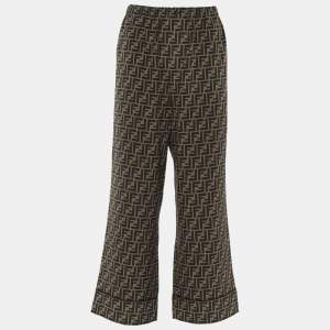 مملوكة مسبقًا Fendi Tobacco Brown Zucca Print Silk Lounge Pants S