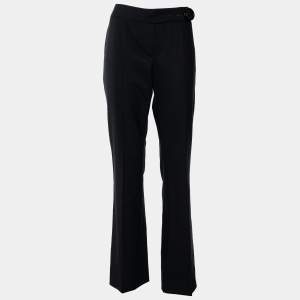Fendi Black Wool Belt Detail Trousers M/Waist 32"