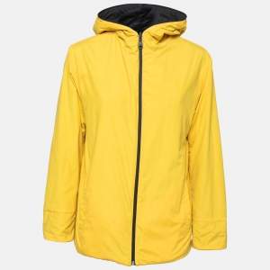 Fendi Black and Yellow Synthetic Windbreaker Hooded Jacket S