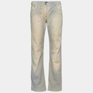 Fendi Vintage Cream FF Denim Straight Fit Jeans L Waist 31.5"