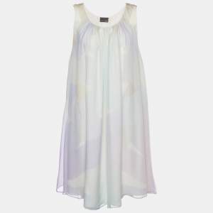 Pre Owned Fendi Multicolour Pastel Silk Chiffon Shift Dress L