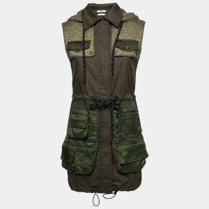 Fendi Green FF Fish Eye Motif Cotton Hooded Dress XS
