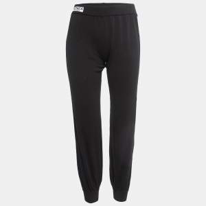 Fendi Black Cotton Knit Side Stripe Detail Joggers M