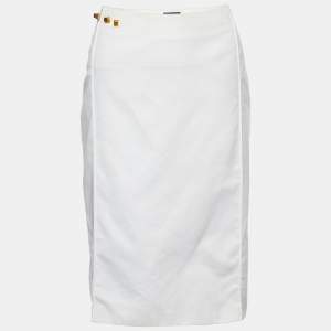 Fendi White Cotton Blend Pencil Skirt L