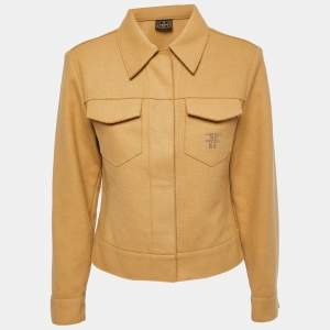 Pre Owned Fendi Beige Wool Button Front Jacket M