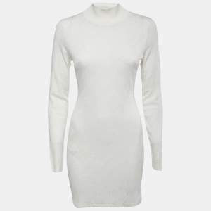 Fendi White Knit Brush Monogram Bodycon Dress M