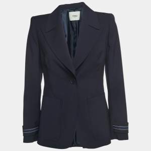 Fendi Navy Blue Wool Single Breasted Blazer S