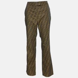 Fendi Tobacco Brown Zucca Jacquard Straight Fit Trousers L