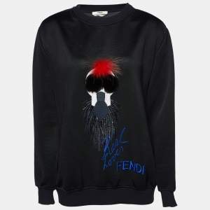 Pre Owned Fendi X Karl Lagerfeld Black Karlito Jersey Sweatshirt M