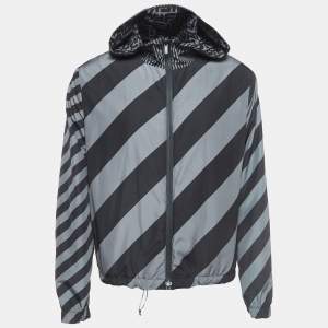 Fendi Black/Blue Print Synthetic Reversible Windbreaker Jacket L