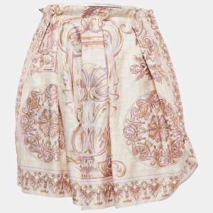 Fendi X Versace Pink Printed Silk Pleated Fendace Mini Skirt XS
