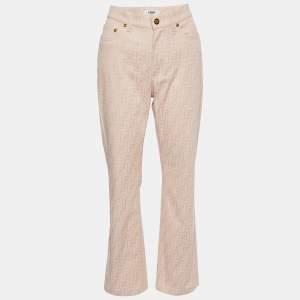 Fendi Pink FF Pattern Denim Straight Fit Jeans M/Waist 29"