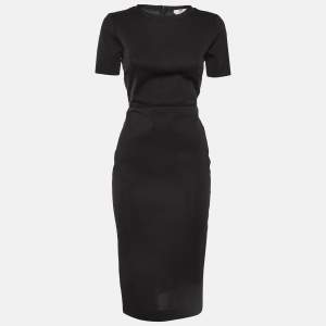 Fendi Black Knit Logo Paneled Midi Dress S