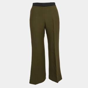 Fendi Green Wool Blend Wide Leg Capri Pants S