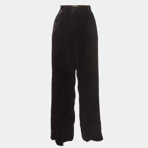Fendi Black Velvet Loose Fit Trousers M