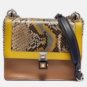 Fendi Multicolor Python and Leather Mini Kan I Shoulder Bag