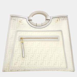 Fendi White Zucca Canvas Runaway Large Bag