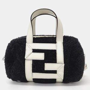 Fendi Black Leather Shearling Tote Bag