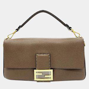 Fendi Brown Leather Selleria Baguette Bag 