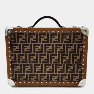 Fendi Brown Leather Ff Monogram Small Suitcase 