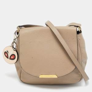 Pre Owned Fendi Beige Leather Flap Crossbody Bag