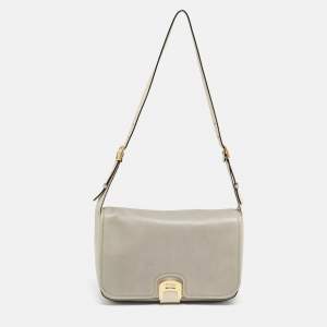 Pre Owned Fendi Two Tone Grey Leather Chameleon Shoulder Bag