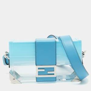 Fendi Ombre Blue Plexiglass and Leather Mini Trunk Baguette 