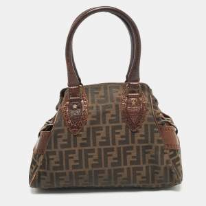 Fendi Tobacco Zucca Canvas and Leather Chef De Jour Bag