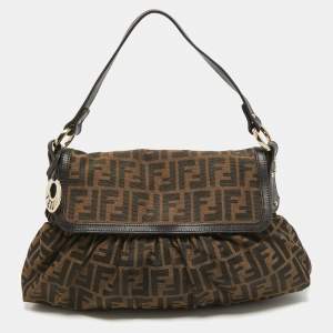 Pre Owned Fendi Tobacco Zucca Canvas and Leather Medium Chef Shoulder Bag