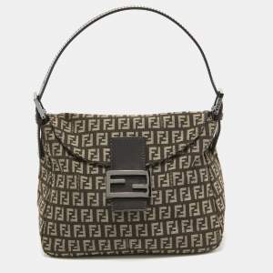 Pre Owned Fendi Brown/Beige Zucchino Canvas Baguette Bag